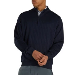 FootJoy Drop Needle Half Zip Navy Mens Golf Pullover