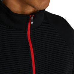 FootJoy Ribbed Sweater Fleece Mens Golf Jacket -Footjoy 11980 BLACKRED 2