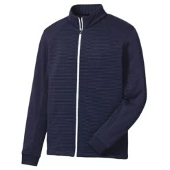 FootJoy Ribbed Sweater Fleece Mens Golf Jacket -Footjoy 11980 NAVYWHITE