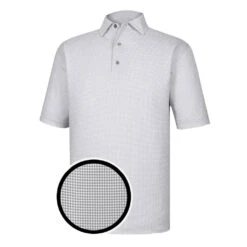 FootJoy Heather Lisle Houndstooth Self Collar Grey Mens Golf Polo