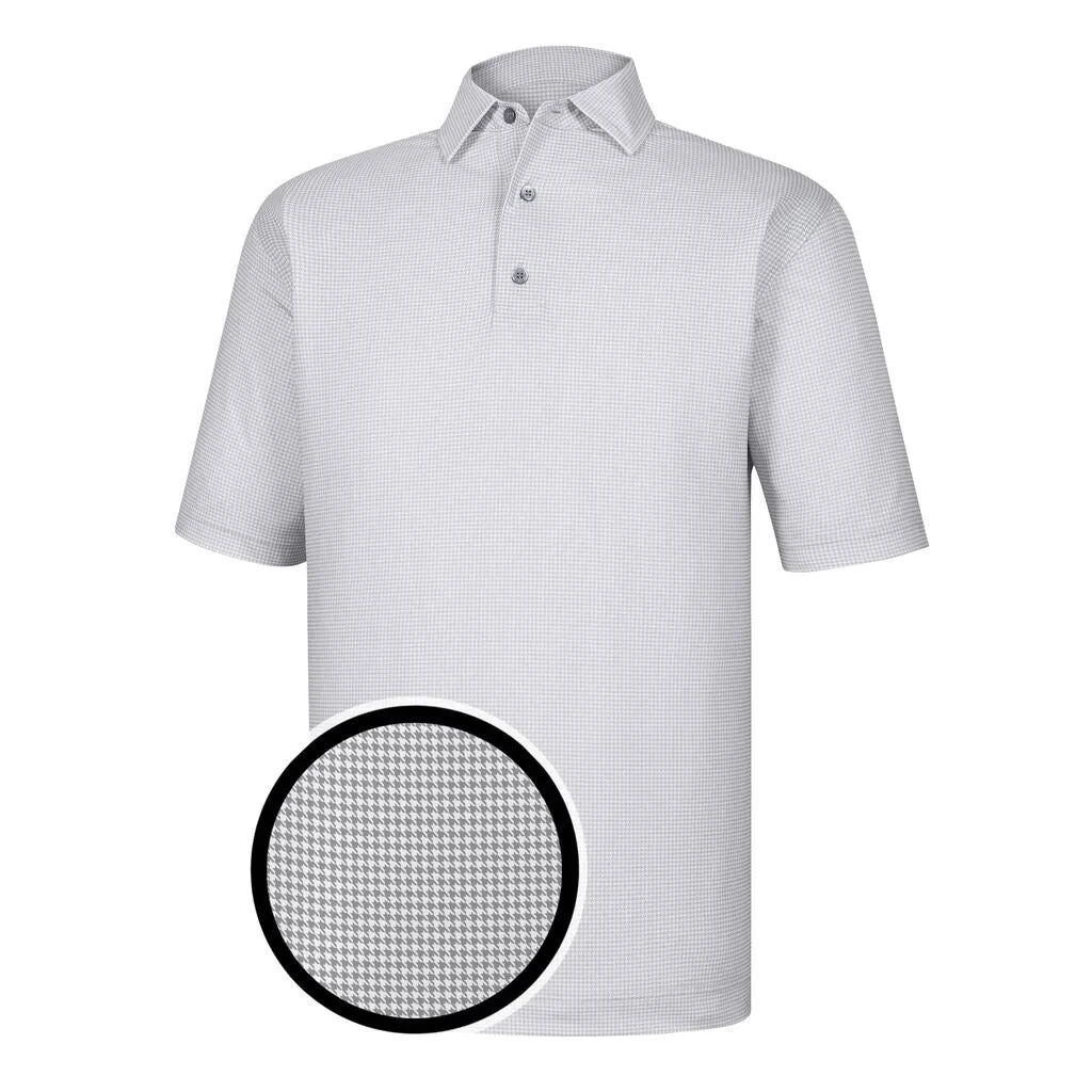 FootJoy Heather Lisle Houndstooth Self Collar Grey Mens Golf Polo 1 FootJoy Heather Lisle Houndstooth Self Collar Grey Mens Golf Polo