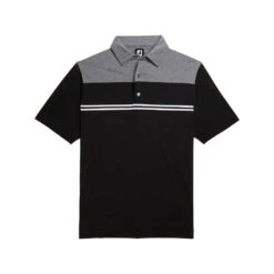FootJoy Heather Color Block Lisle Self Collar Black Mens Golf Polo -Footjoy 11985 3