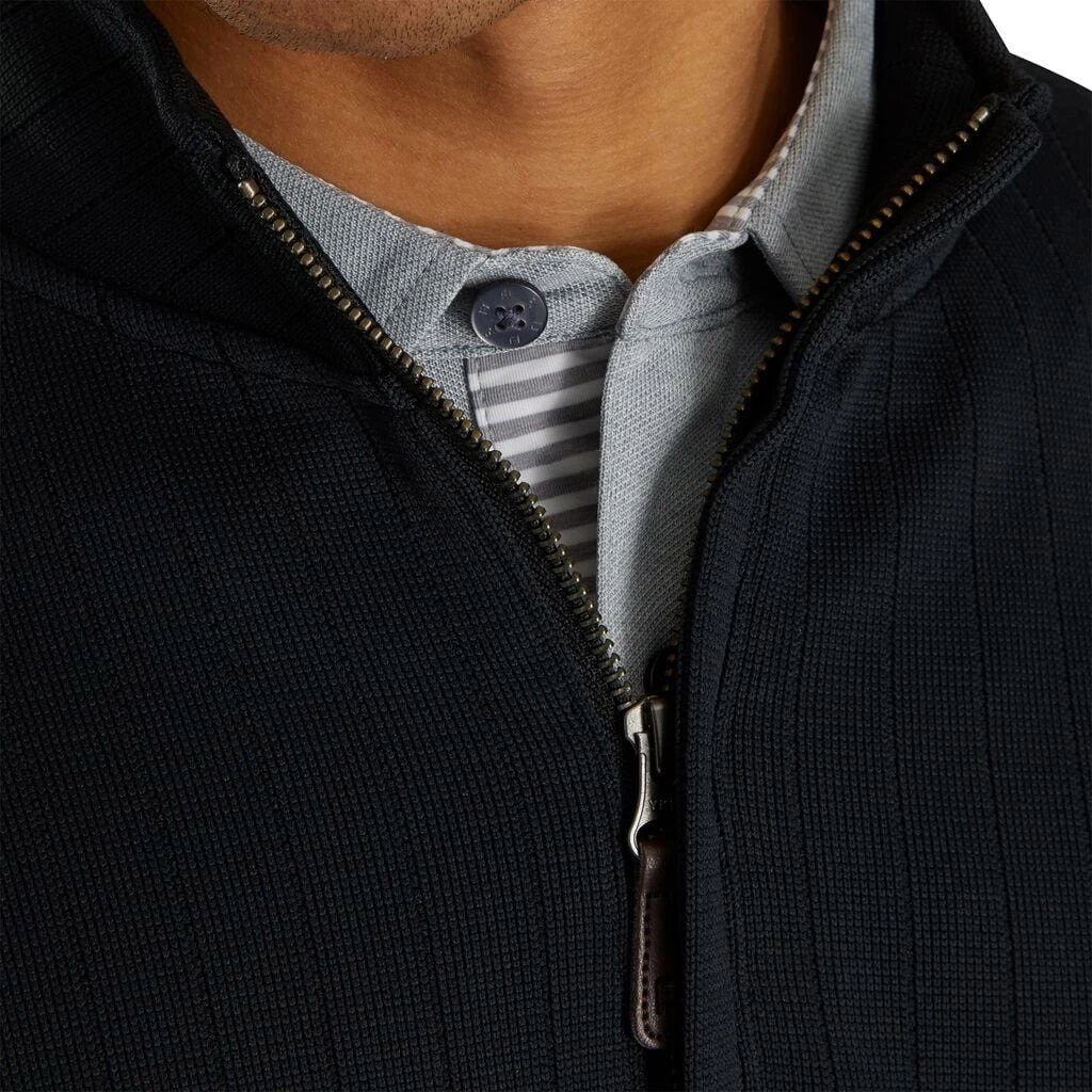 FootJoy Drop Needle Half Zip Black Mens Golf Pullover 3 FootJoy Drop Needle Half Zip Black Mens Golf Pullover - Image 3