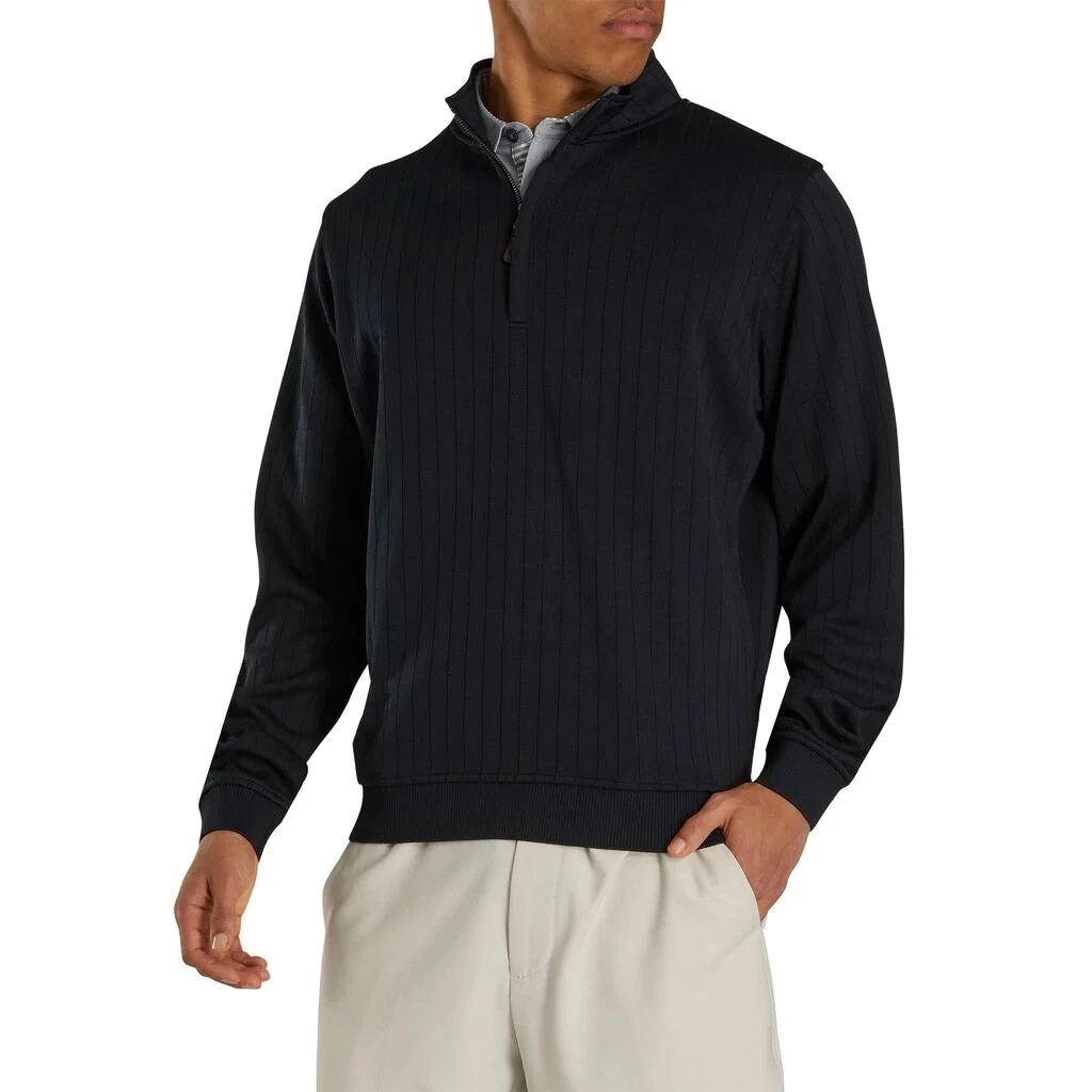 FootJoy Drop Needle Half Zip Black Mens Golf Pullover 1 FootJoy Drop Needle Half Zip Black Mens Golf Pullover