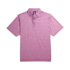 FootJoy Lisle Plaid Print Self Collar Pink Mens Golf Polo -Footjoy 13482 3