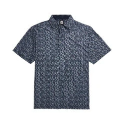 FootJoy Lisle Flower Print Self Collar Navy Mens Polo -Footjoy 13484 3 04ab1b1a 39db 40c5 b09f 055f6999329e