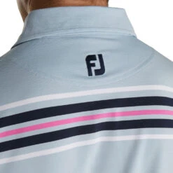 FootJoy Lisle Chest Blue Strip Self Collar Mens Golf Polo -Footjoy 13485 2