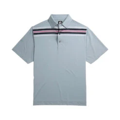 FootJoy Lisle Chest Blue Strip Self Collar Mens Golf Polo -Footjoy 13485 3