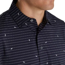 FootJoy Athletic Fit Lisle Stripe Self Collar Navy Stripe Mens Golf Polo -Footjoy 13489 2