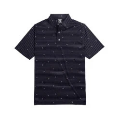 FootJoy Athletic Fit Lisle Stripe Self Collar Navy Stripe Mens Golf Polo -Footjoy 13489 3