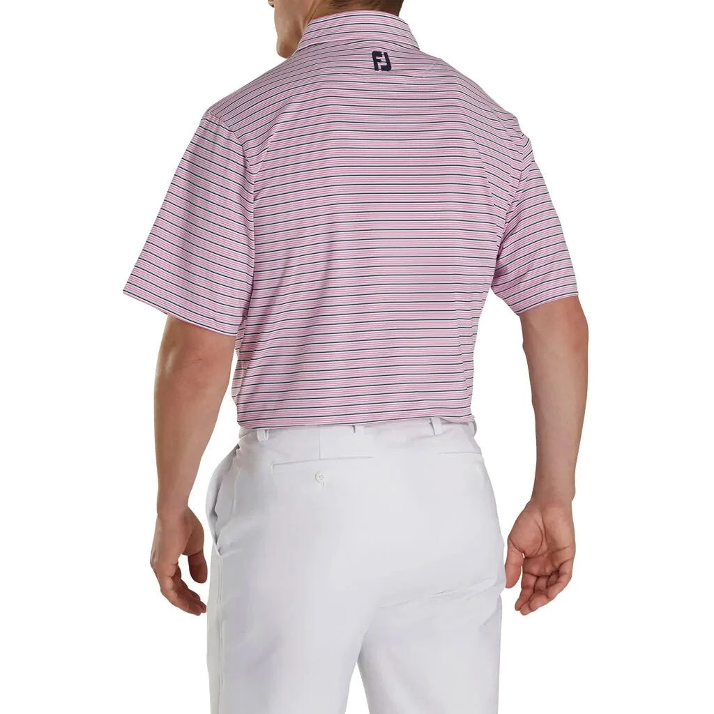 FootJoy Lisle Multi Stripe Self Collar Pink Mens Golf Polo 2 FootJoy Lisle Multi Stripe Self Collar Pink Mens Golf Polo - Image 2
