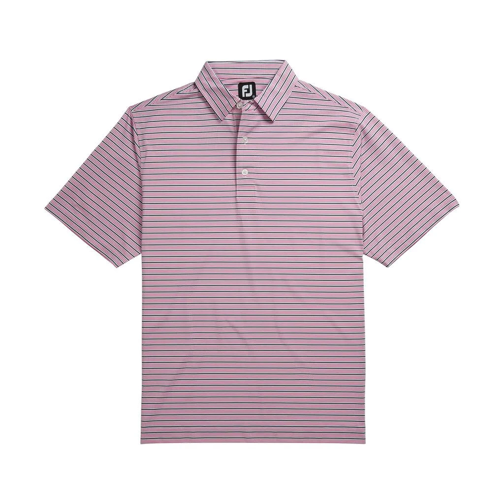 FootJoy Lisle Multi Stripe Self Collar Pink Mens Golf Polo 4 FootJoy Lisle Multi Stripe Self Collar Pink Mens Golf Polo - Image 4