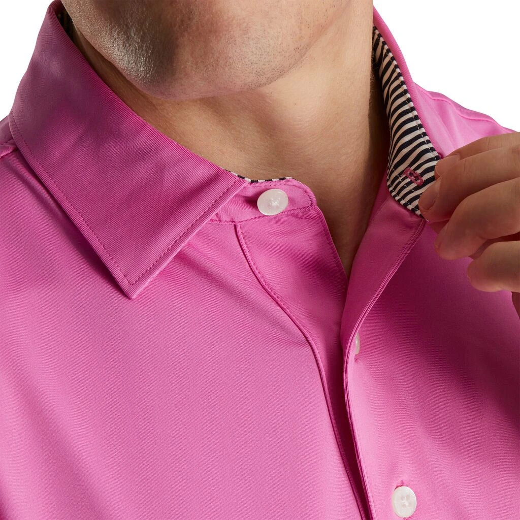 FootJoy Solid Lisle Self Collar Pink Mens Golf Polo 3 FootJoy Solid Lisle Self Collar Pink Mens Golf Polo - Image 3