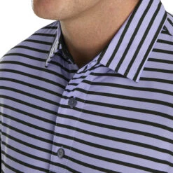 FootJoy Lisle 2-Color Stripe Mens Golf Polo -Footjoy 17792 LAVENDERBLACK 2 d0404a91 7281 4af9 9a60 84c582f9863c
