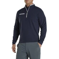 FootJoy Fleece With Contrast Trim Navy Mens Golf 1/4 Zip