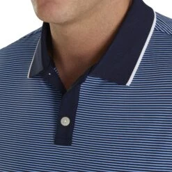 FootJoy Lisle Ministripe Knit Collar Navy Mens Golf Polo -Footjoy 20224 NAVYLAGOON 2 5456e740 2956 4e82 b3f3 e0873ae4f437