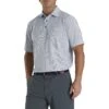 FootJoy Lisle Open Weave Print Self Collar White Mens Golf Polo