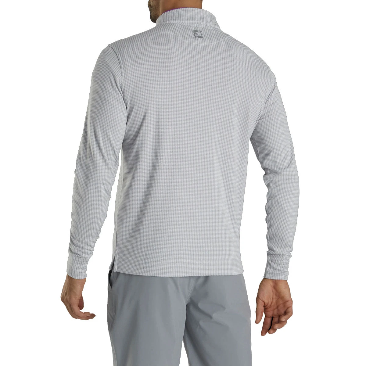 FootJoy Houndstooth Jacquard Grey Mens Golf 1/4 Zip Pullover 3 FootJoy Houndstooth Jacquard Grey Mens Golf 1/4 Zip Pullover - Image 3