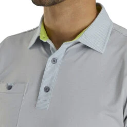 FootJoy Lisle Solid With Pinstripe Heather Grey Mens Golf Polo -Footjoy 21001 HEATHERGREY 2