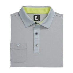 FootJoy Lisle Solid With Pinstripe Heather Grey Mens Golf Polo -Footjoy 21001 HEATHERGREY 3
