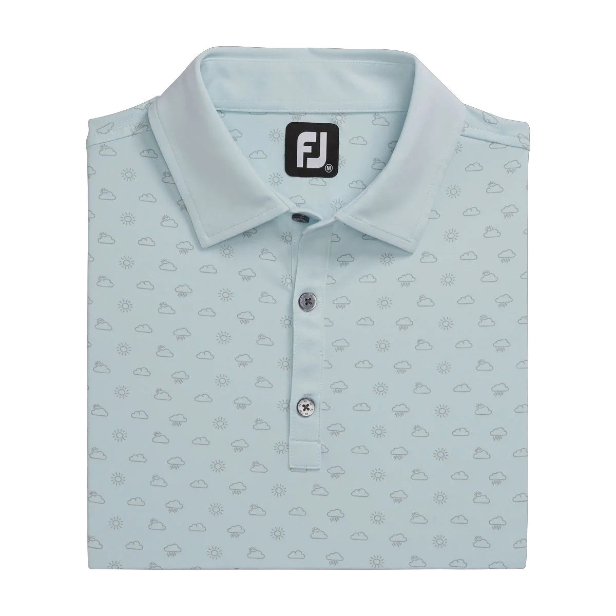 FootJoy Lisle Weather Print Ice Blue Mens Golf Polo 4 FootJoy Lisle Weather Print Ice Blue Mens Golf Polo - Image 4