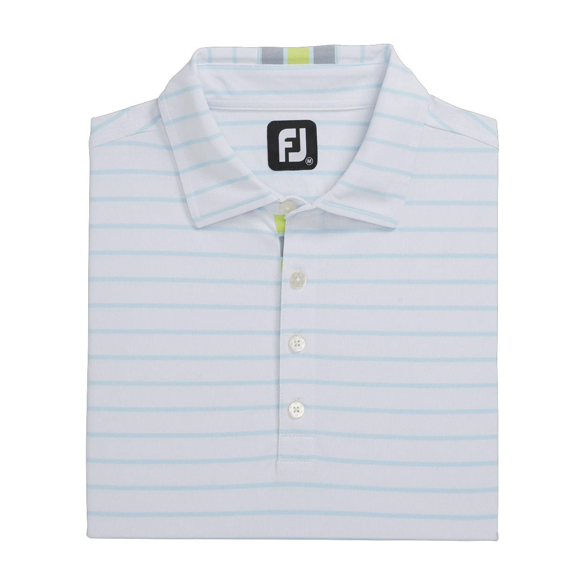 FootJoy Pique Mixed Stripe Self Collar White-Ice Blue Mens Golf Polo 4 FootJoy Pique Mixed Stripe Self Collar White-Ice Blue Mens Golf Polo - Image 4