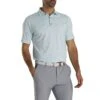 FootJoy Athletic Fit Lisle Golf Print Ice Blue Mens Golf Polo