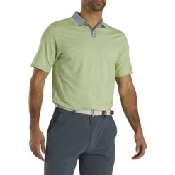 FootJoy Lisle Mini Stripe Grey-Lime Mens Golf Polo