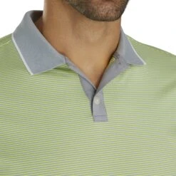 FootJoy Lisle Mini Stripe Grey-Lime Mens Golf Polo -Footjoy 21476 GREYLIME 2