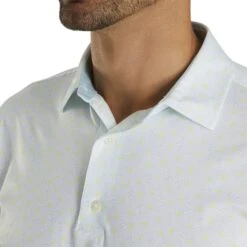 FootJoy Daisy Print Lisle Ice Blue Mens Golf Polo -Footjoy 21477 ICEBLUE 2