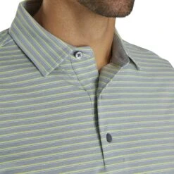 FootJoy Lisle Classic Stripe Heather Grey Mens Golf Polo -Footjoy 21479 HEATHERGREY 2