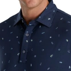 FootJoy Lisle Golf Doodle Print Navy Mens Golf Polo -Footjoy 21638 NAVY 2