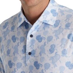 FootJoy Lisle Vintage Floral Print Sky Mens Golf Polo 5 FootJoy Lisle Vintage Floral Print Sky Mens Golf Polo -Footjoy 21639 SKY 2