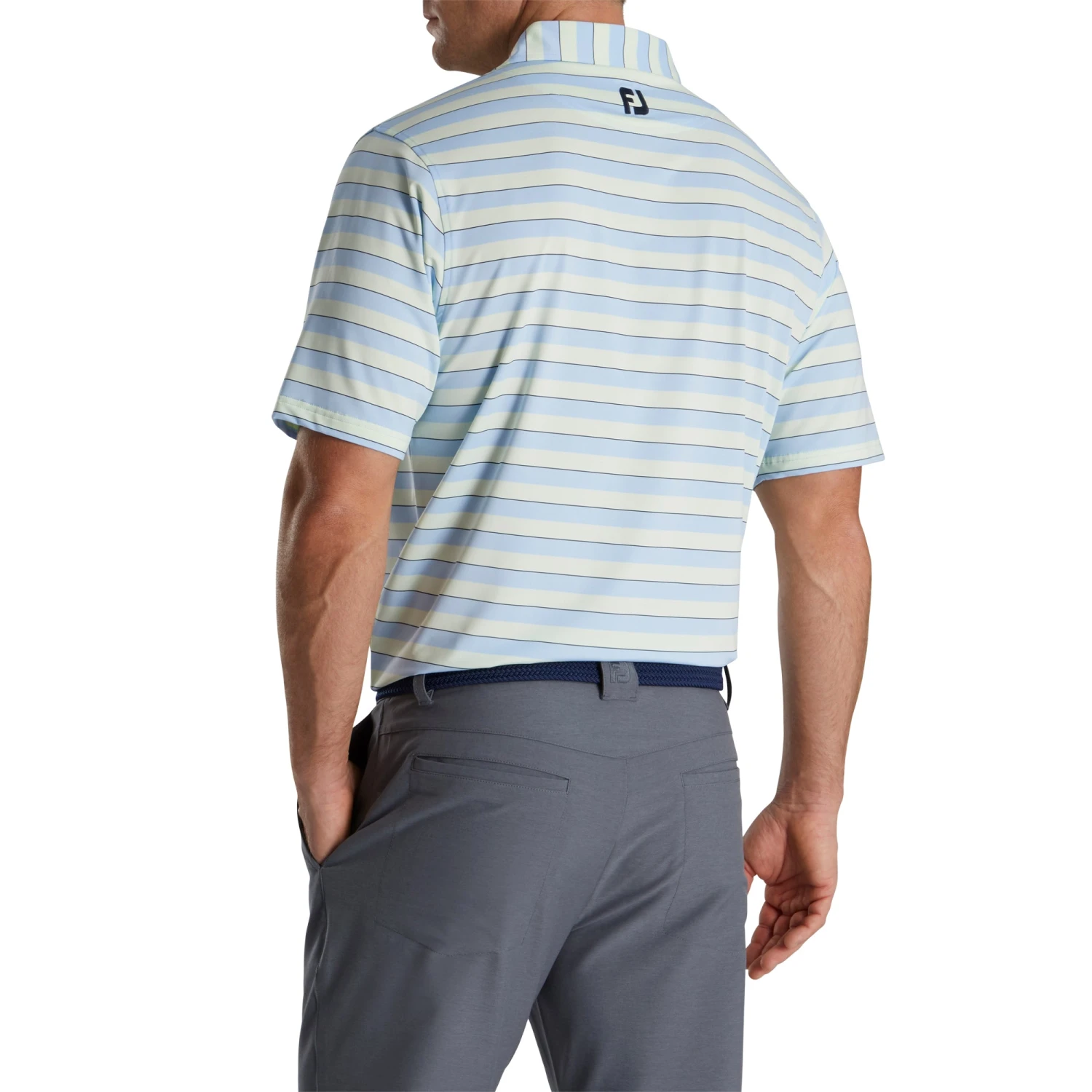 FootJoy Lisle Regency Stripe Sky Mens Golf Polo 2 FootJoy Lisle Regency Stripe Sky Mens Golf Polo - Image 2