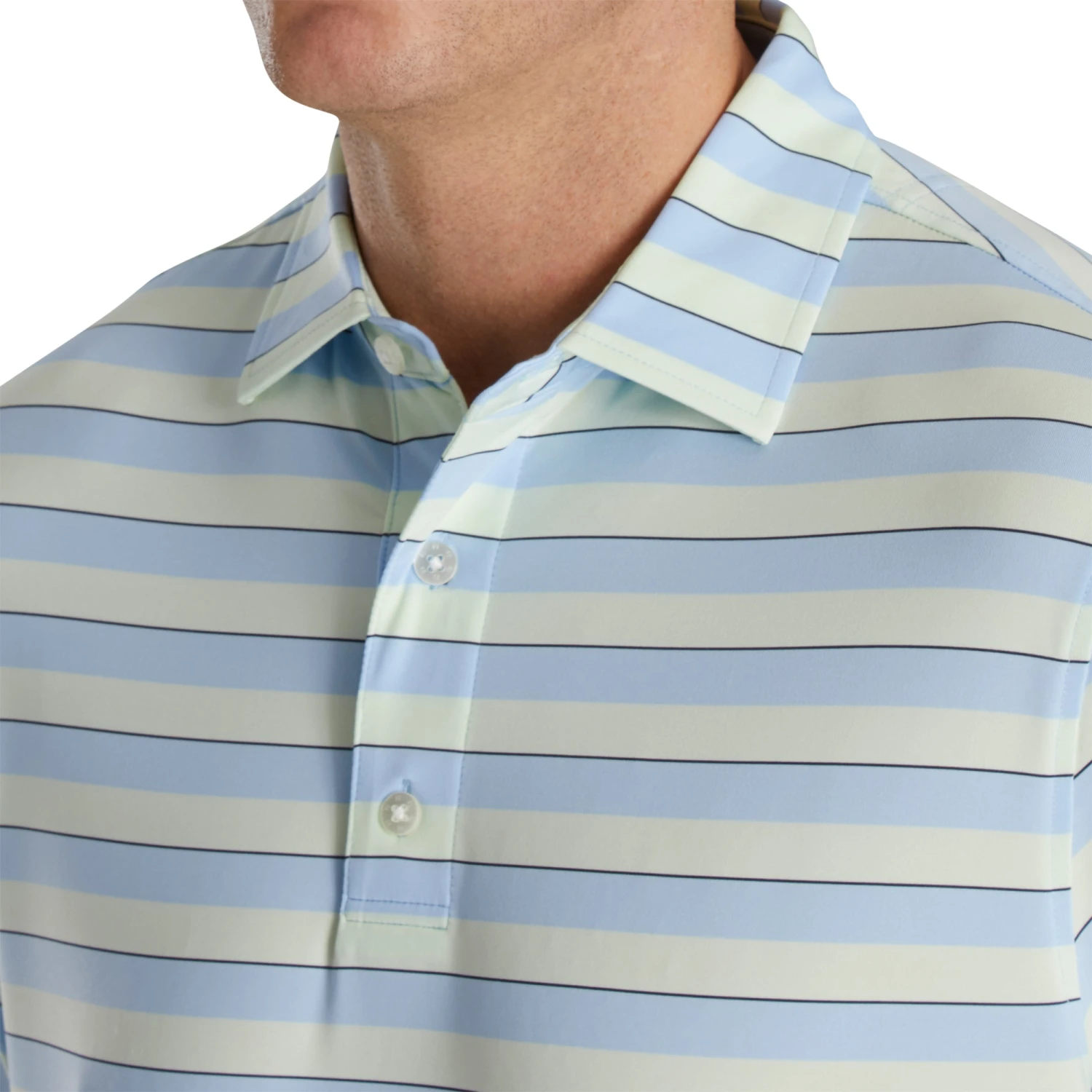 FootJoy Lisle Regency Stripe Sky Mens Golf Polo 3 FootJoy Lisle Regency Stripe Sky Mens Golf Polo - Image 3