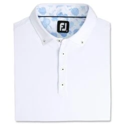 FootJoy Stretch Pique Vintage Floral Trim White Mens Golf Polo 5 FootJoy Stretch Pique Vintage Floral Trim White Mens Golf Polo -Footjoy 21641 WHITE 2