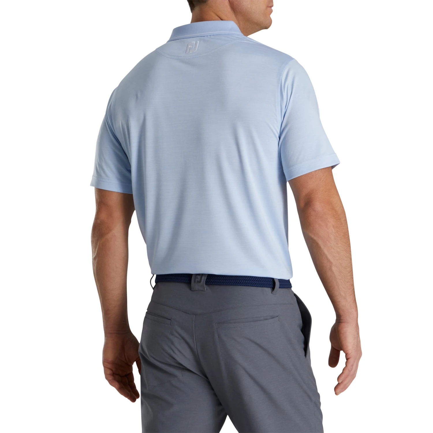 FootJoy Lisle Broken Pinstripe Sky-White Mens Golf Polo 2 FootJoy Lisle Broken Pinstripe Sky-White Mens Golf Polo - Image 2