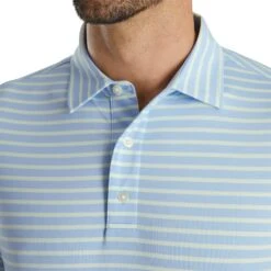 FootJoy ProDry Lisle 2-Color Stripe Sky Mens Golf Polo -Footjoy 21647 SKYMINT 2