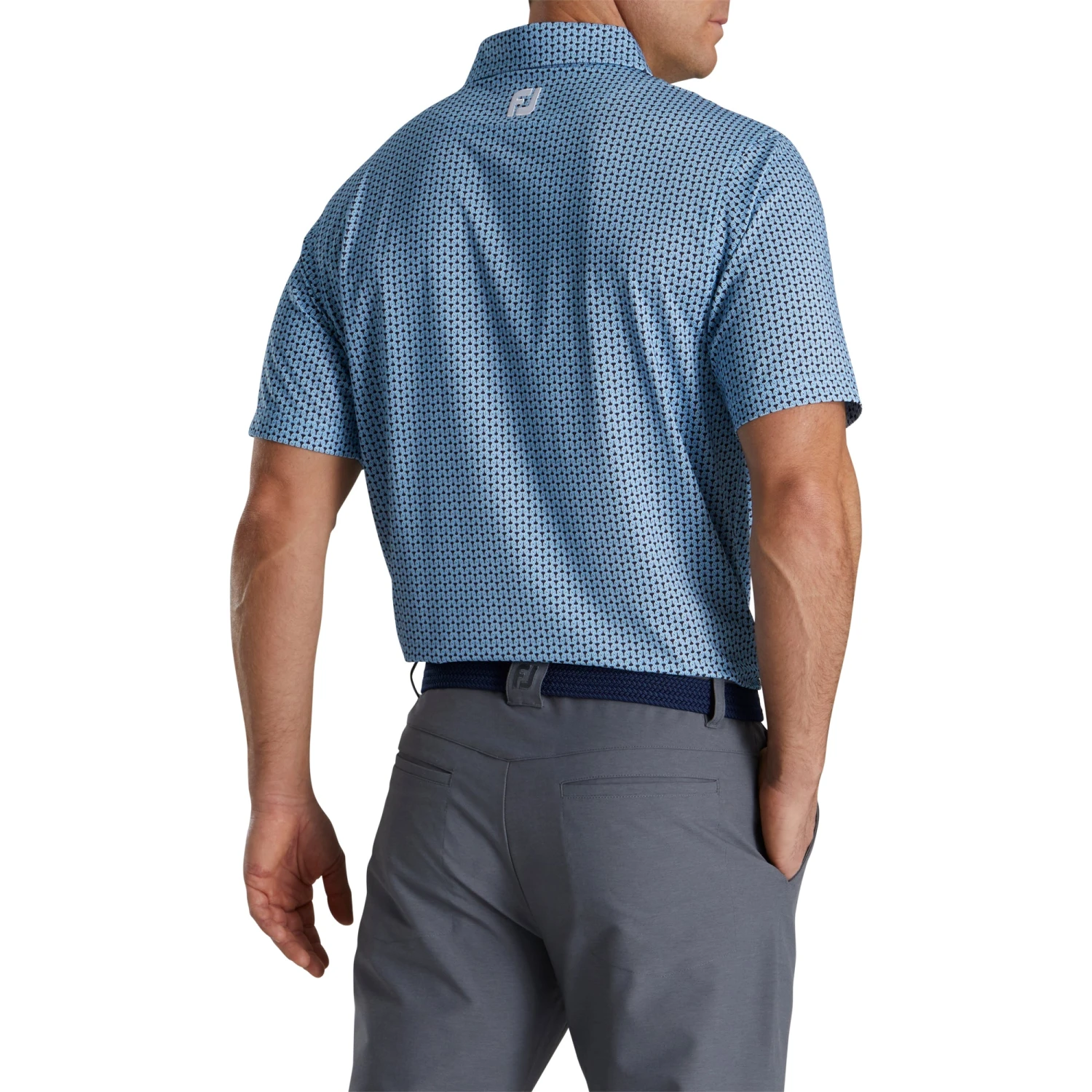 FootJoy Loop Print Lisle French Blue Mens Golf Polo 2 FootJoy Loop Print Lisle French Blue Mens Golf Polo - Image 2