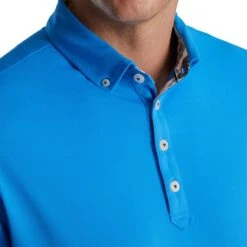 FootJoy Stretch Pique Vintage Floral Trim French Blue Mens Golf Polo -Footjoy 21652 FRENCHBLUE 2