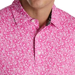 FootJoy Floral Vines Lisle Hot Pink Mens Golf Polo 5 FootJoy Floral Vines Lisle Hot Pink Mens Golf Polo -Footjoy 21654 HOTPNKWHTBLK 2