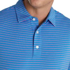 FootJoy Stretch Lisle Pinstripe French Blue Mens Golf Polo -Footjoy 21656 FRBLUHPNKWT 2
