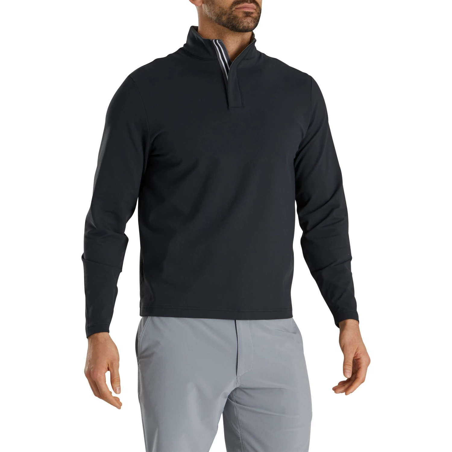 FootJoy Stretch Jersey Black Mens Golf 1/4 Zip 1 FootJoy Stretch Jersey Black Mens Golf 1/4 Zip