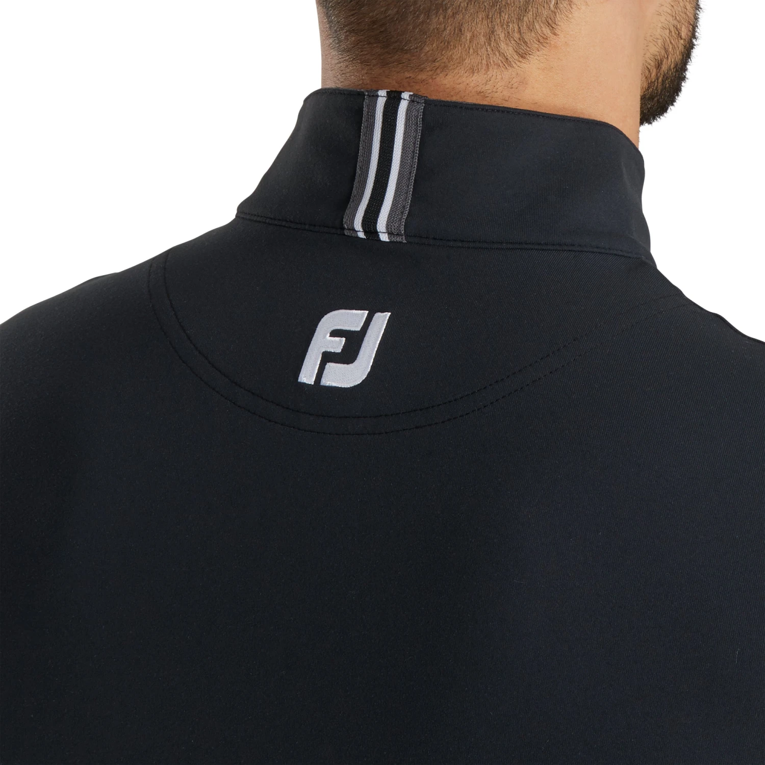 FootJoy Stretch Jersey Black Mens Golf 1/4 Zip 3 FootJoy Stretch Jersey Black Mens Golf 1/4 Zip - Image 3