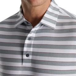 FootJoy Regency Stripe Lisle Heather Grey Mens Golf Polo -Footjoy 22708 HTHRGYWTMERL 2