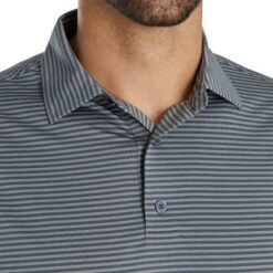 FootJoy Lisle Feeder Stripe Mens Golf Polo 2021 -Footjoy 22717 GREYSMOKE 2