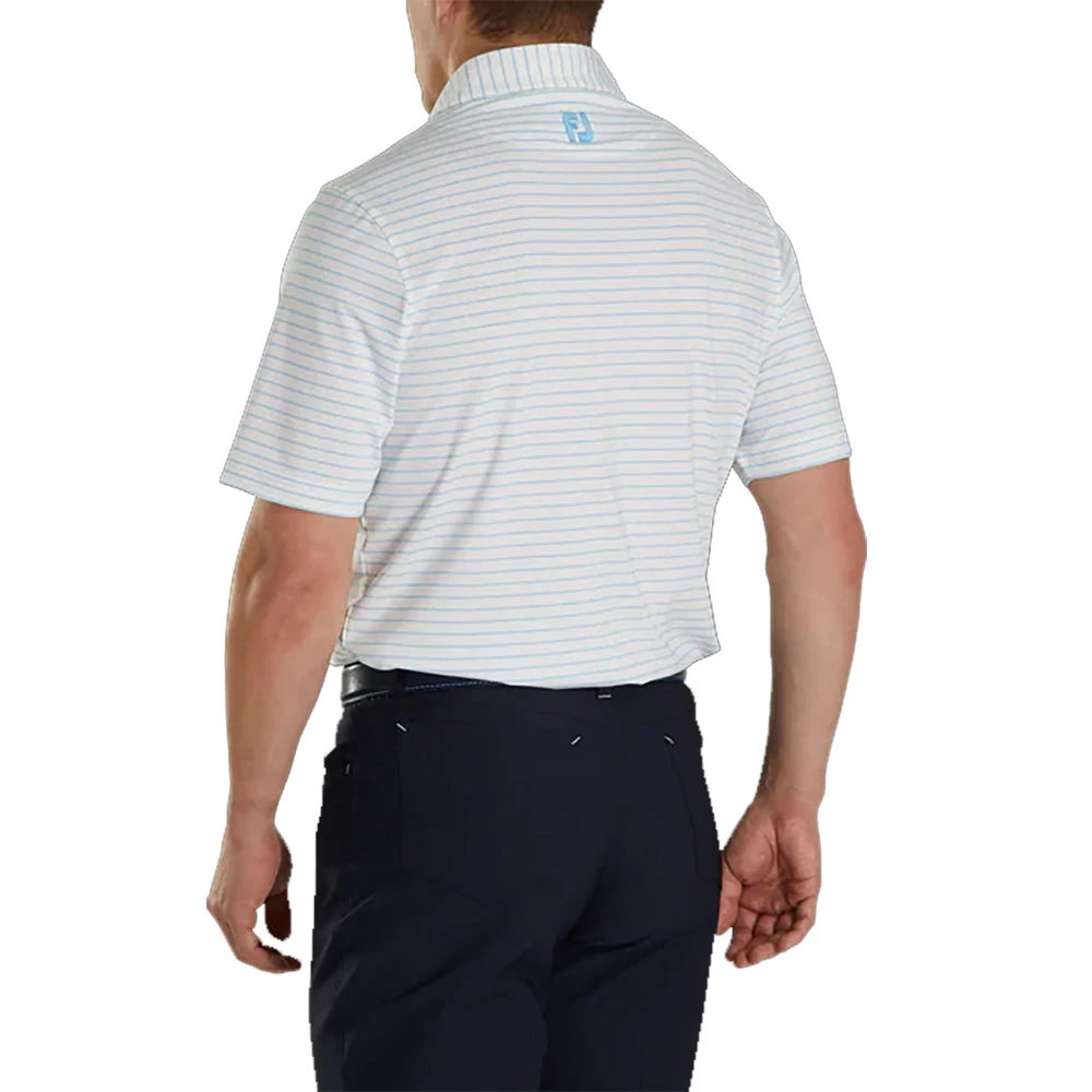FootJoy Athletic Fit Classic Stripe White Mens Golf Polo 2 FootJoy Athletic Fit Classic Stripe White Mens Golf Polo - Image 2