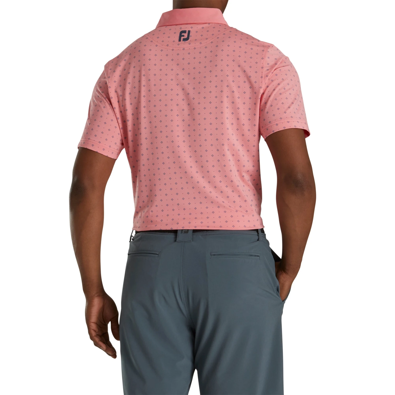FootJoy Athletic Fit Deco Print Coral Mens Golf Polo 2 FootJoy Athletic Fit Deco Print Coral Mens Golf Polo - Image 2