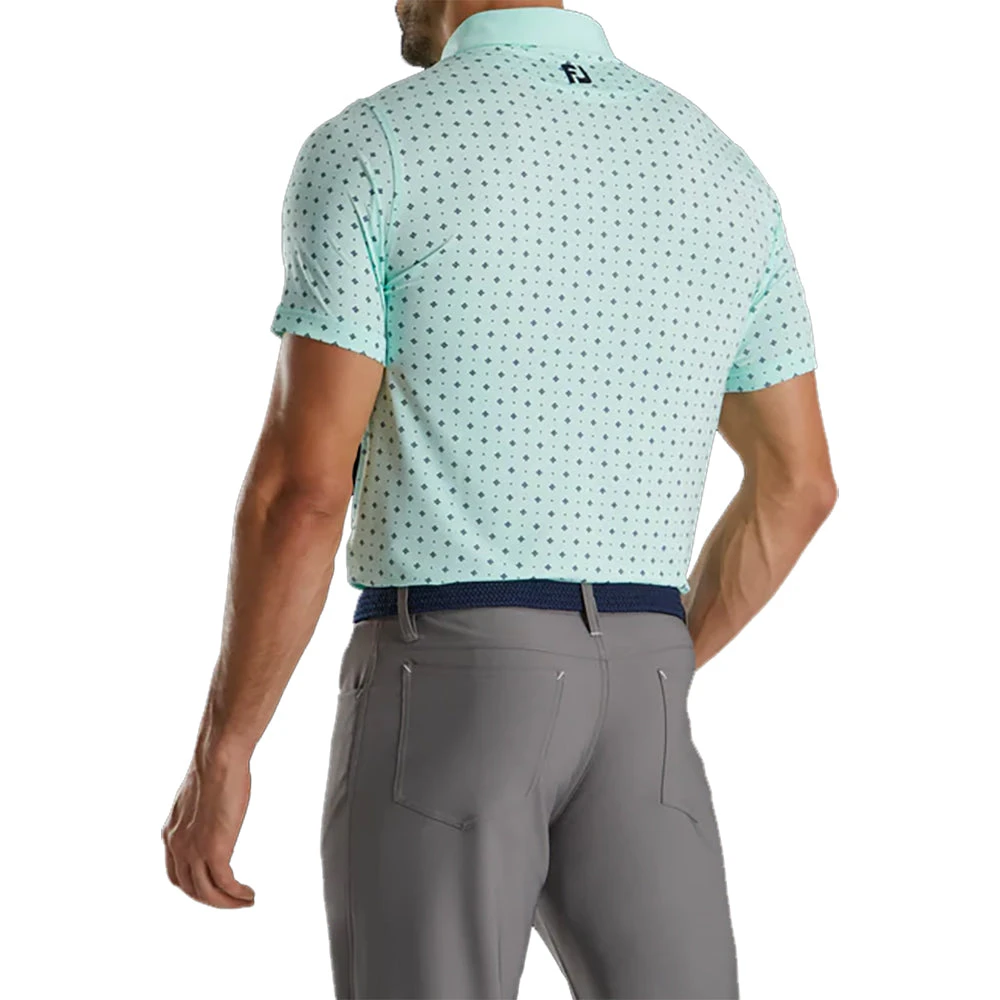 FootJoy Athletic Fit Deco Print Mint Mens Golf Polo 2 FootJoy Athletic Fit Deco Print Mint Mens Golf Polo - Image 2