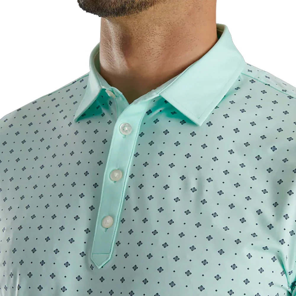 FootJoy Athletic Fit Deco Print Mint Mens Golf Polo 3 FootJoy Athletic Fit Deco Print Mint Mens Golf Polo - Image 3